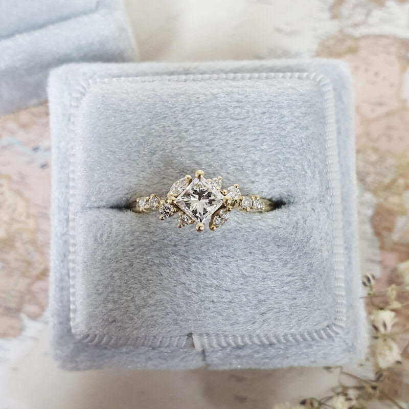 Princess cut lab grown diamond cluster ring — 1