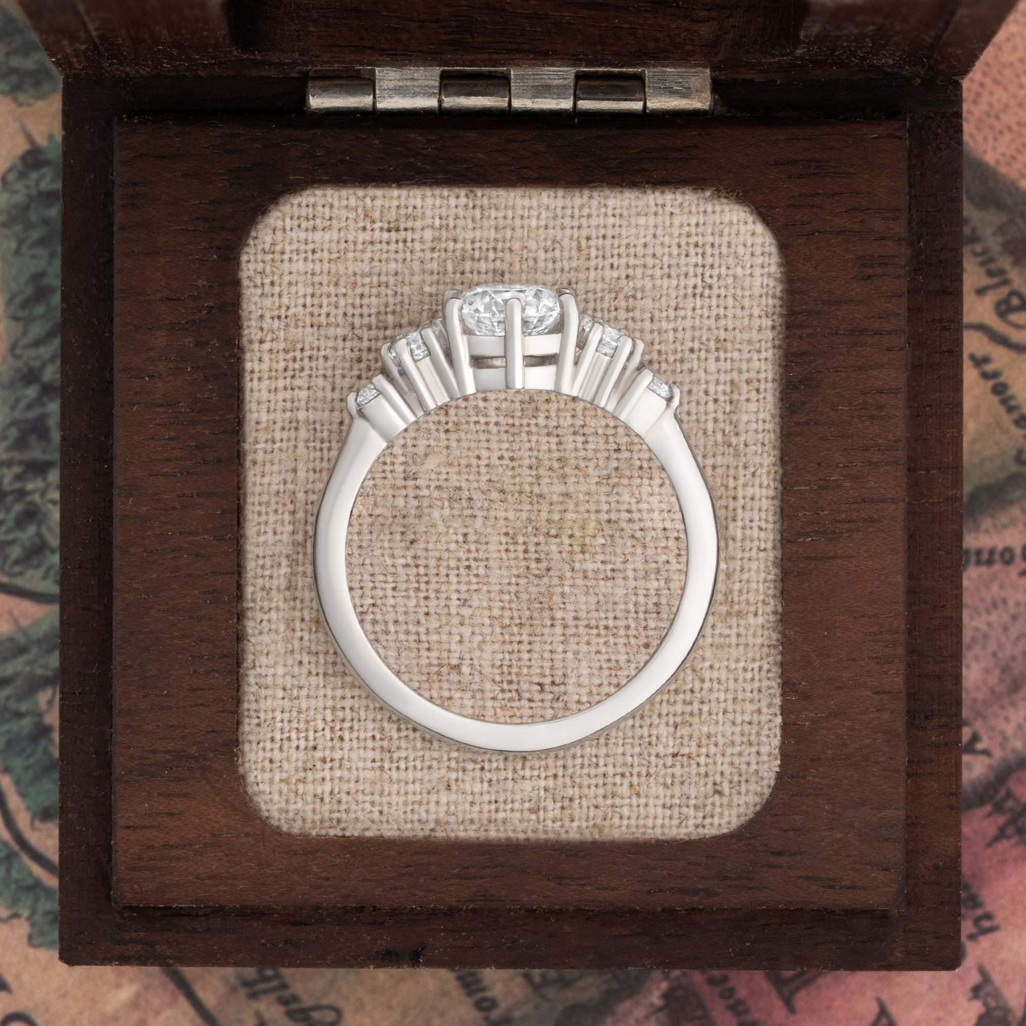 Round lab grown diamond 5 stone ring — 4