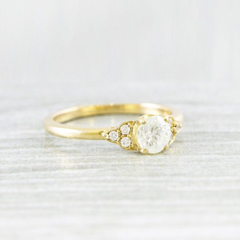 Moissanite and diamond antique inspired engagement ring — 3