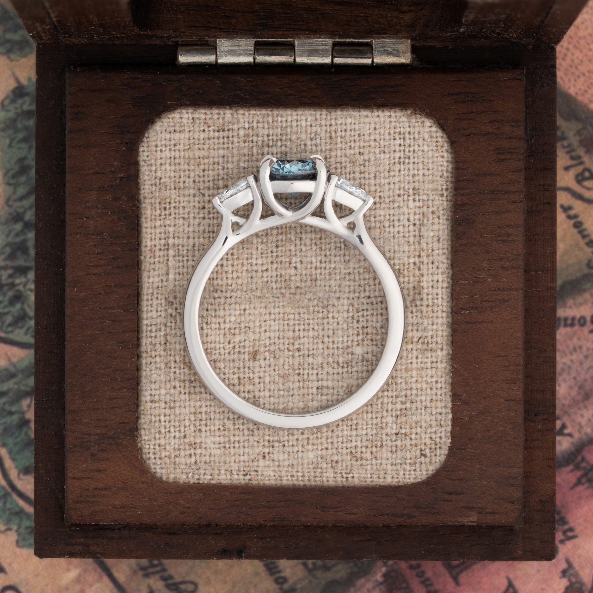 'Francine' Blue Portuguese cut lab grown diamond ring  — 3