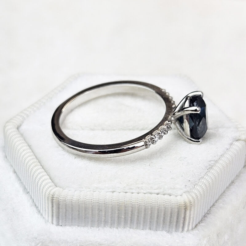 Smoky teal and diamond ring in platinum — 6