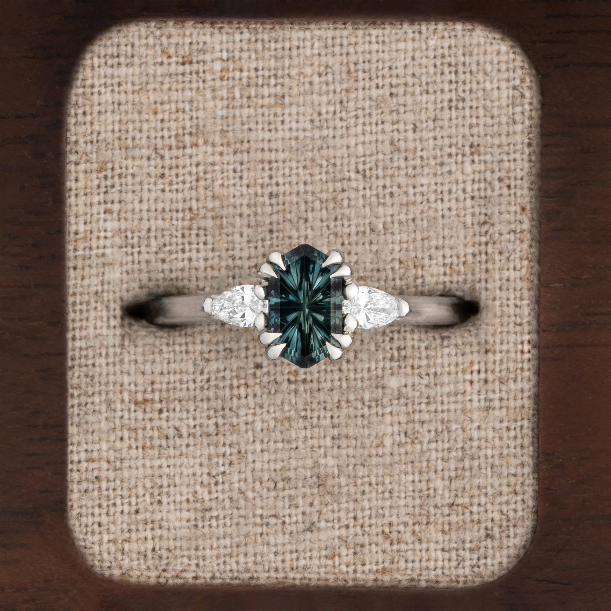 Hexagon Starbrite sapphire and diamond ring — 1
