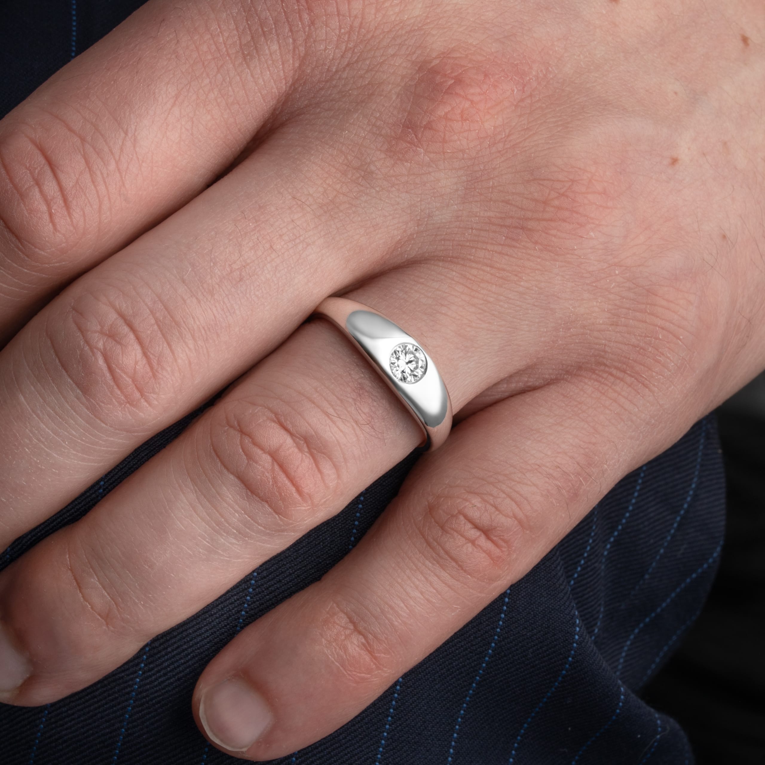 Tapered round lab diamond ring  - alternate view