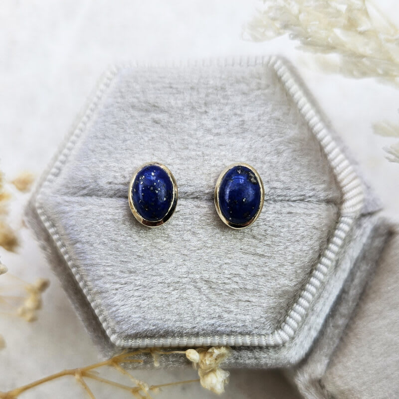 Oval lapis lazuli earrings — 1