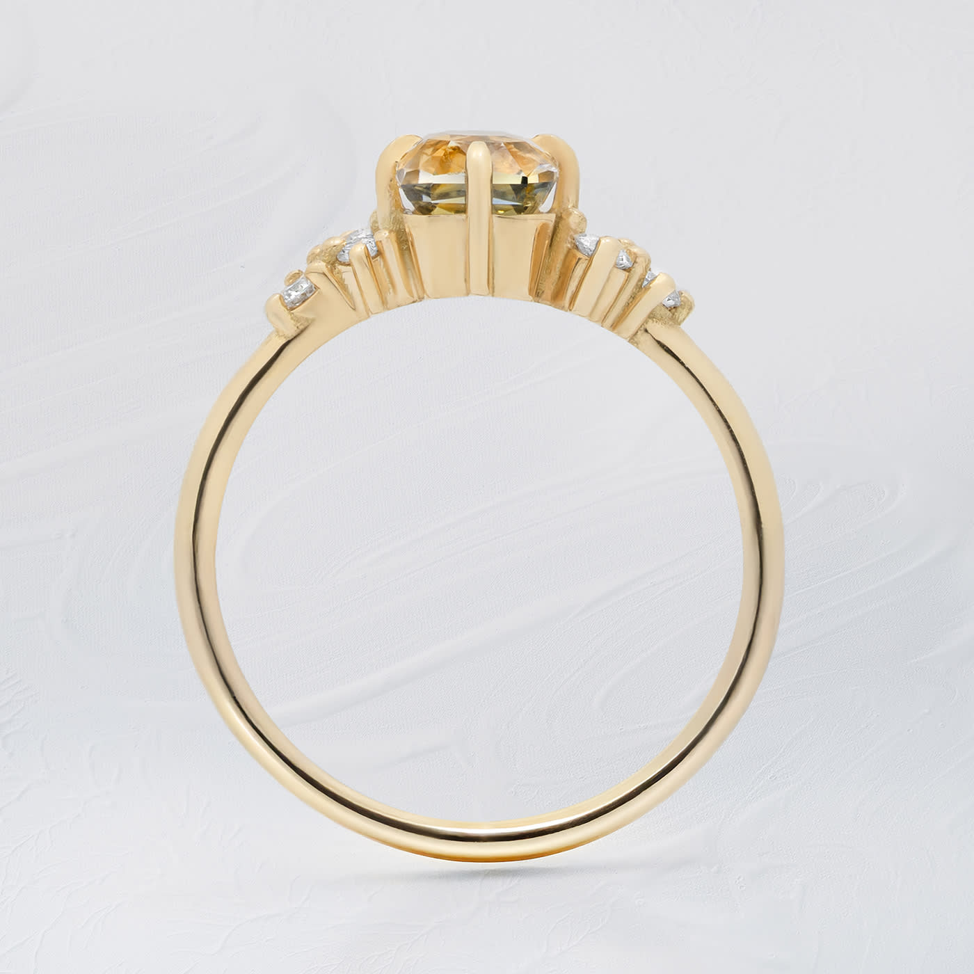 Bi colour yellow and white sapphire and diamond cluster ring — 2