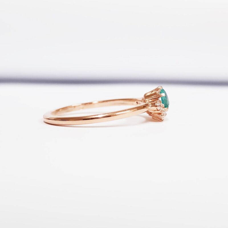 Mint sapphire and diamond unique engagement ring - alternate view