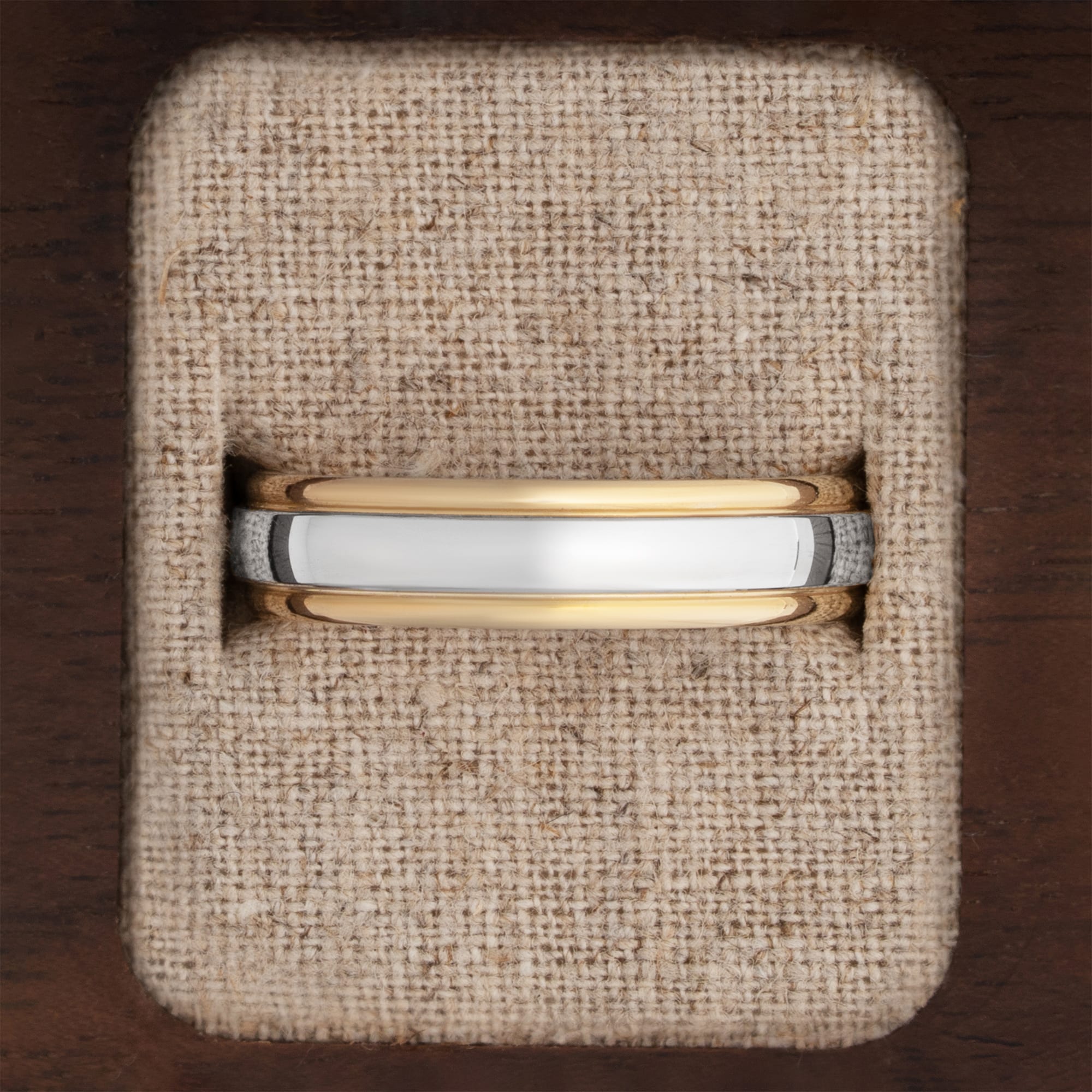 Two tone stepped edge wedding band — 3