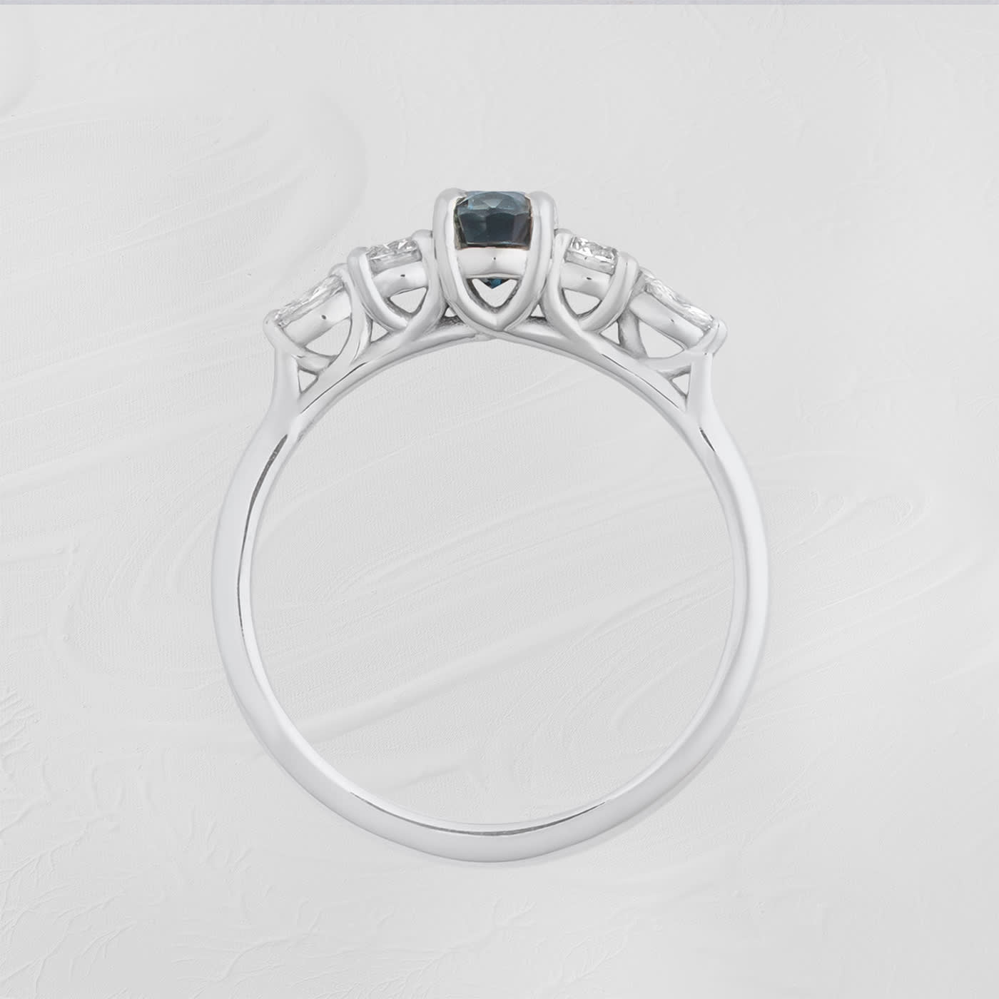 Peacock blue sapphire and diamond trellis ring  — 3