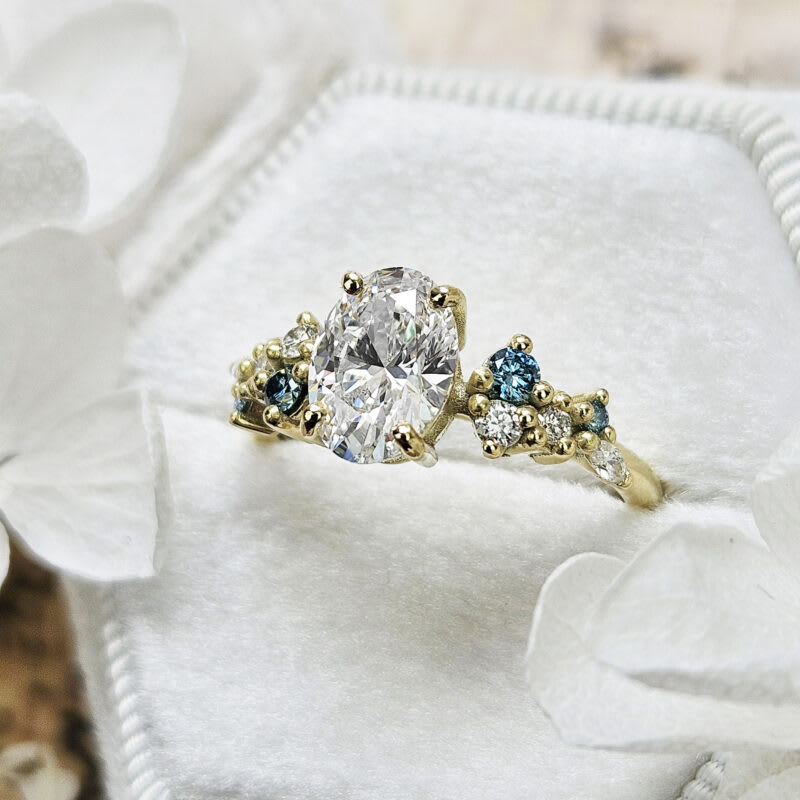 'Hazel' Oval lab grown diamond floral ring — 5