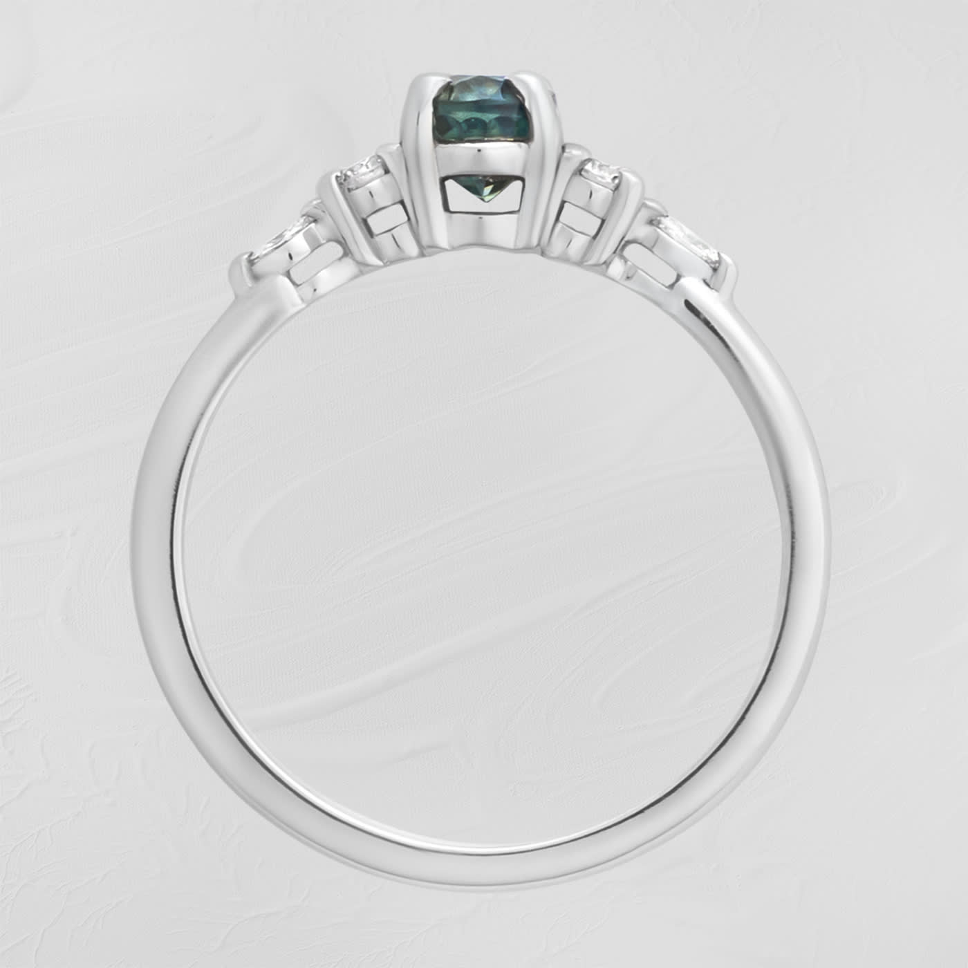 Teal sapphire and diamond ring — 3