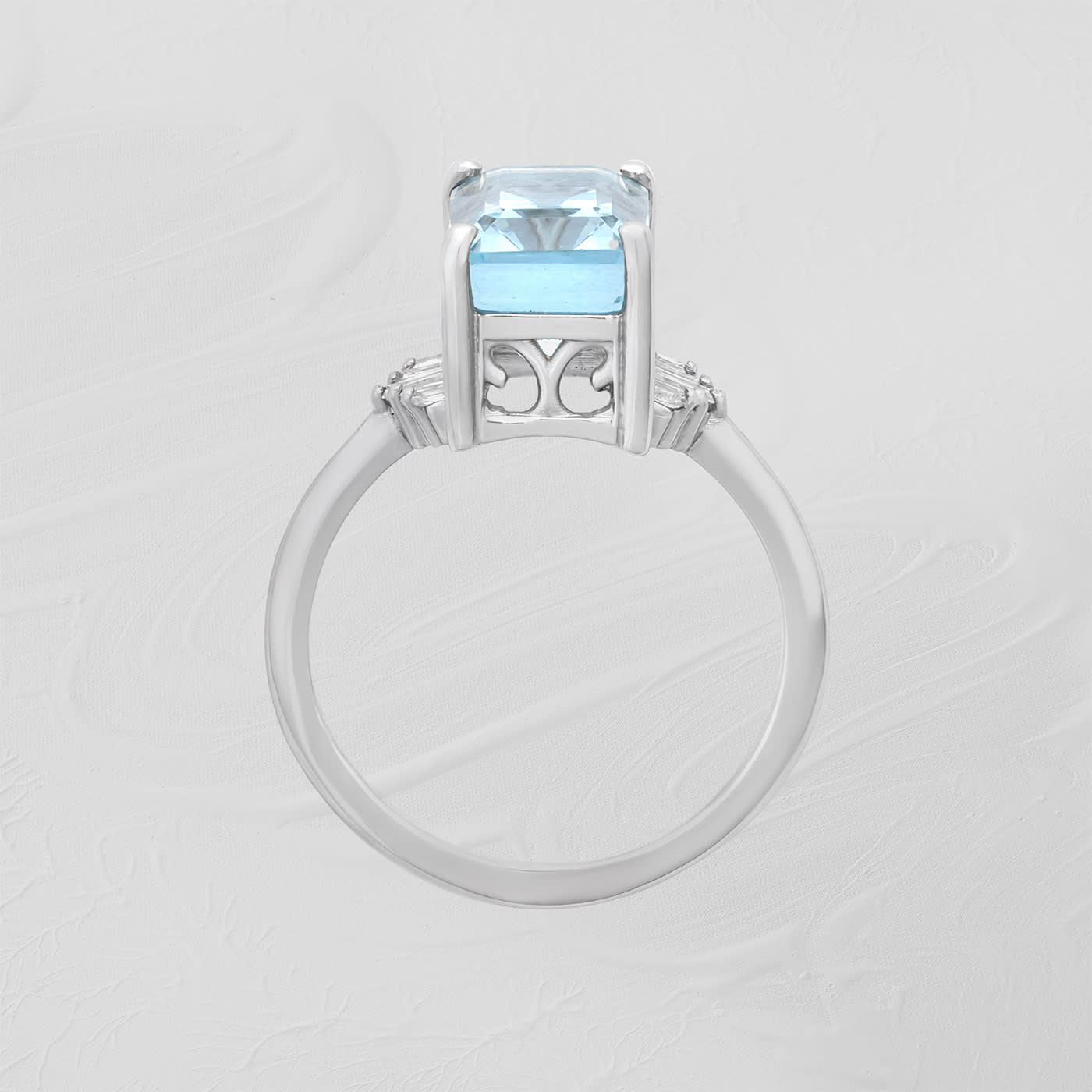Aquamarine and diamond art deco inspired ring - alternate view