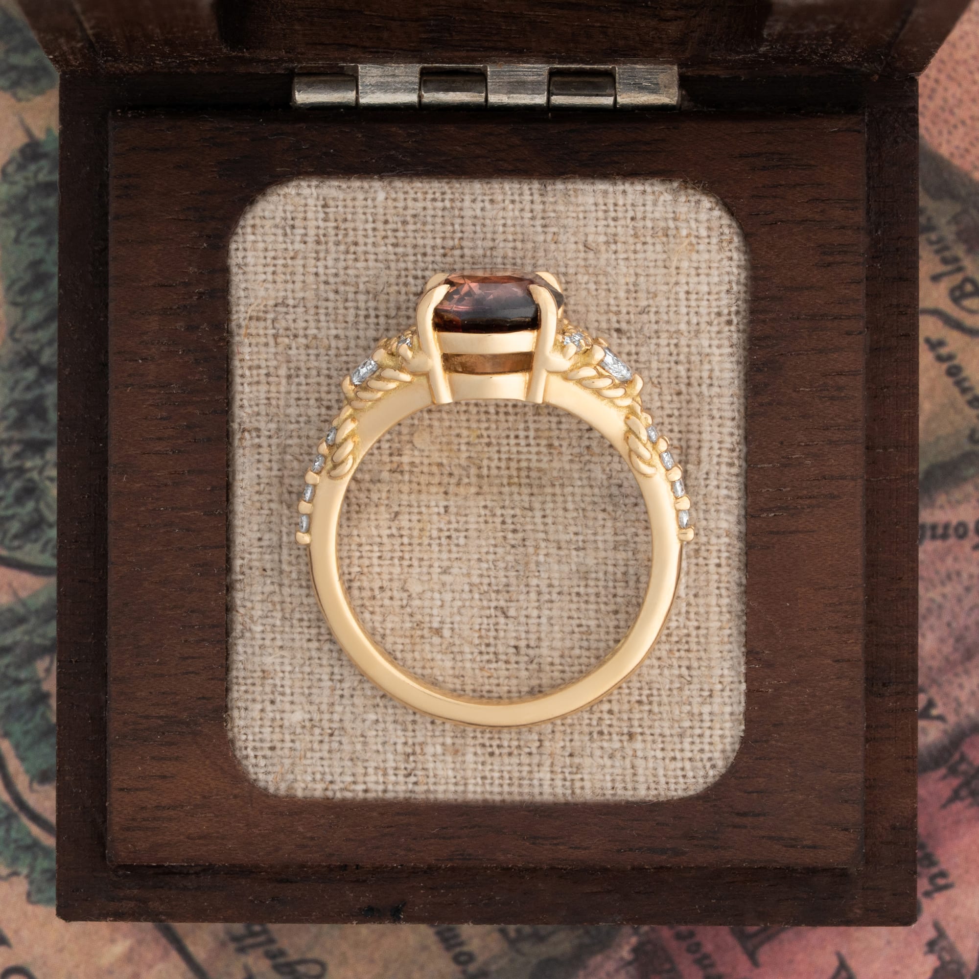 'The Siren' Bi colour orange and brown sapphire and diamond ring  — 5