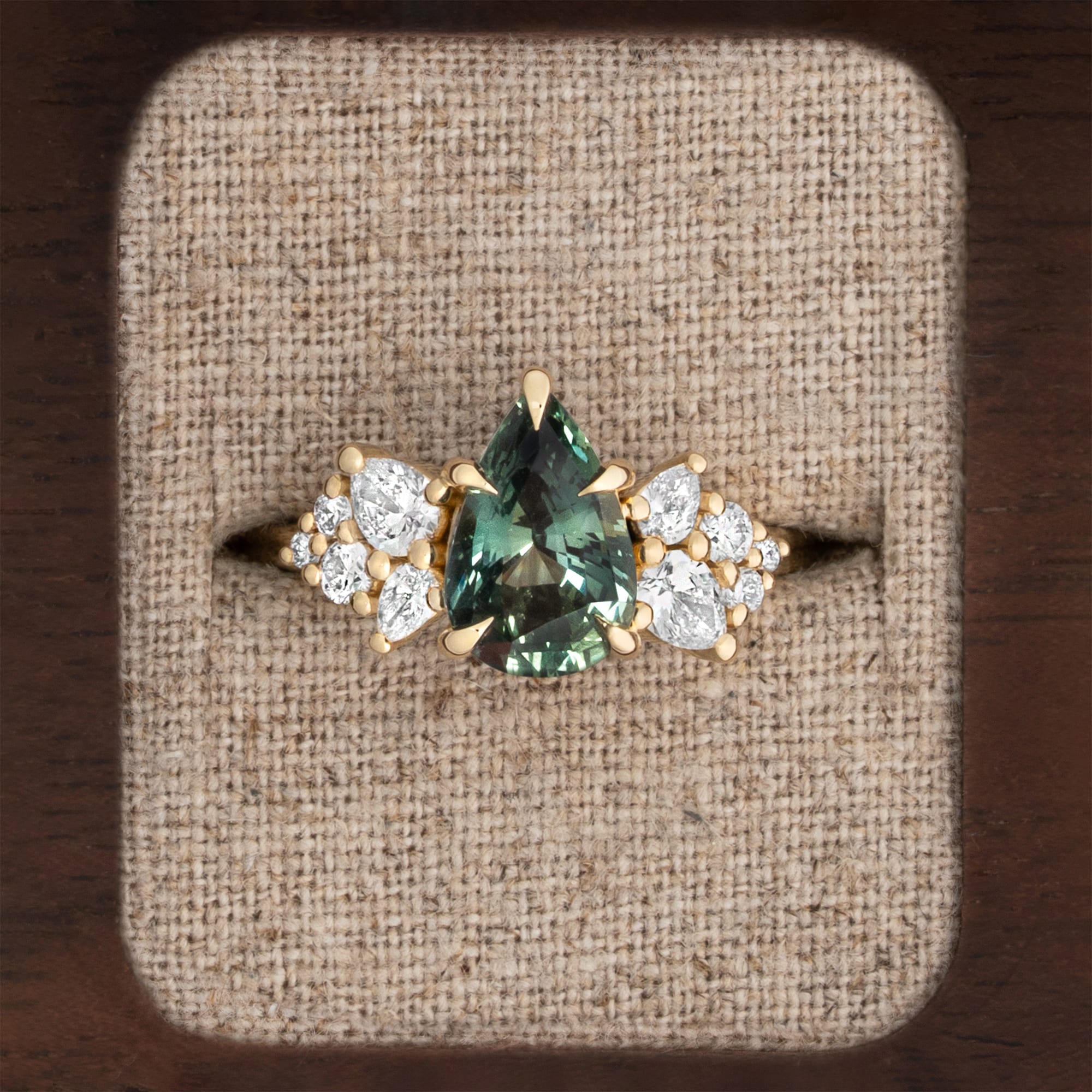 'Wildflower' Green sapphire and diamond ring