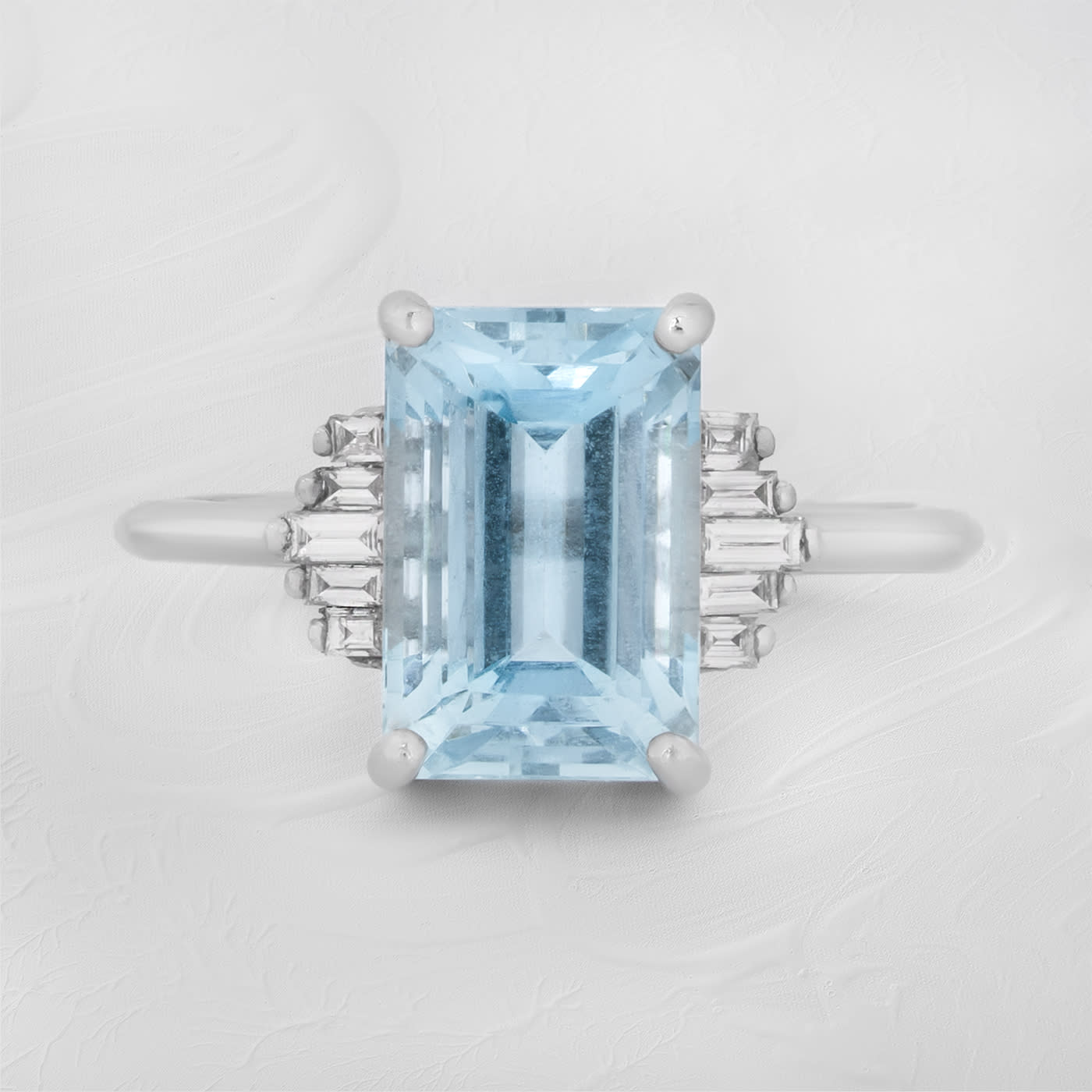 Aquamarine and diamond art deco inspired ring
