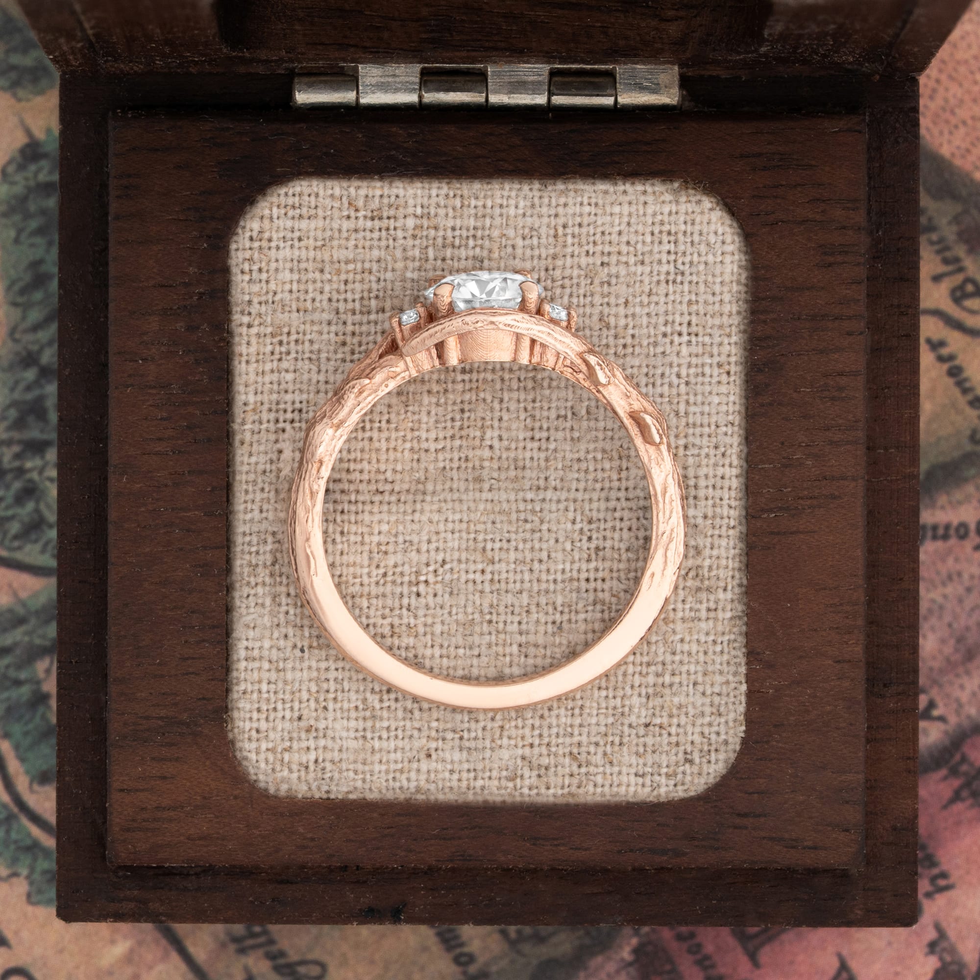 Moissanite and diamond nature inspired ring   — 4