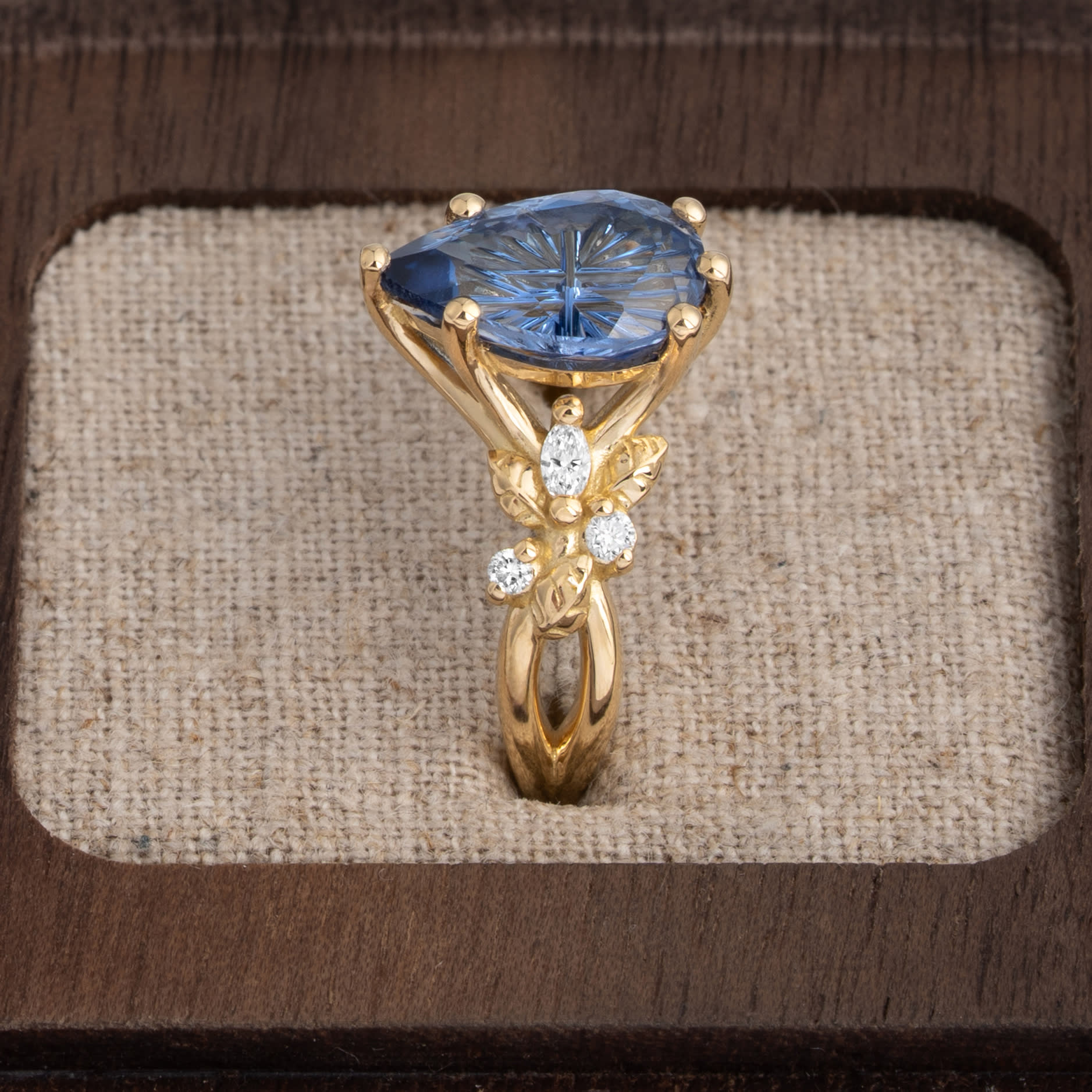 'Flora Belle' Pear fantasy cut sapphire an diamond ring — 5