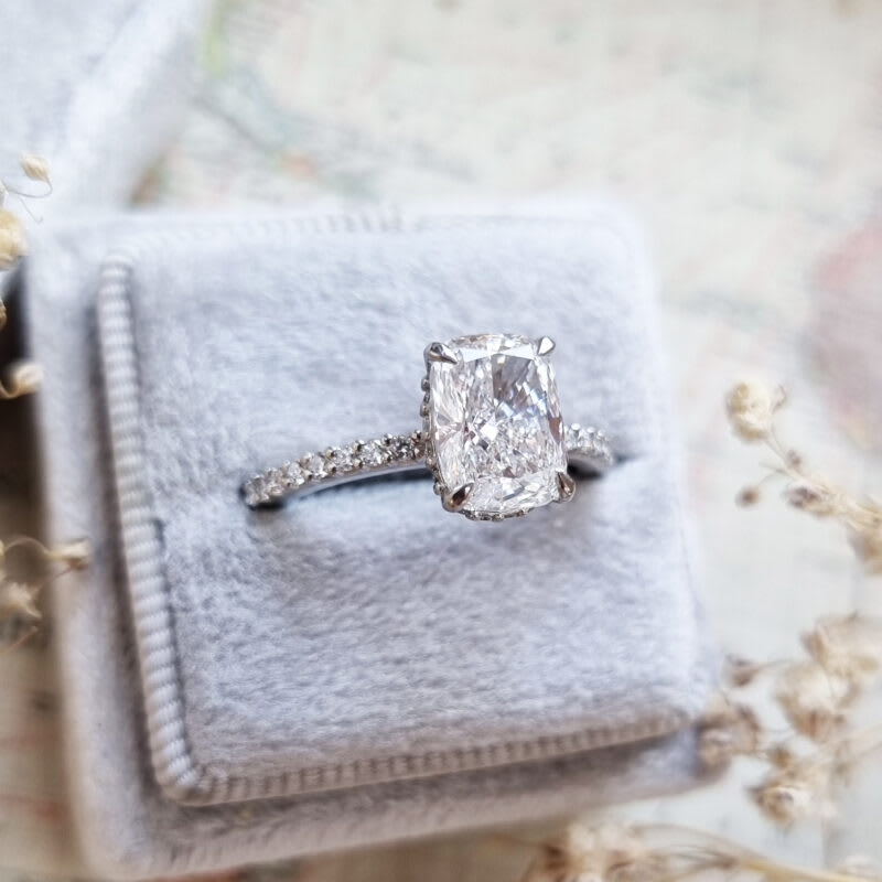 Cushion hidden halo diamond ring — 5