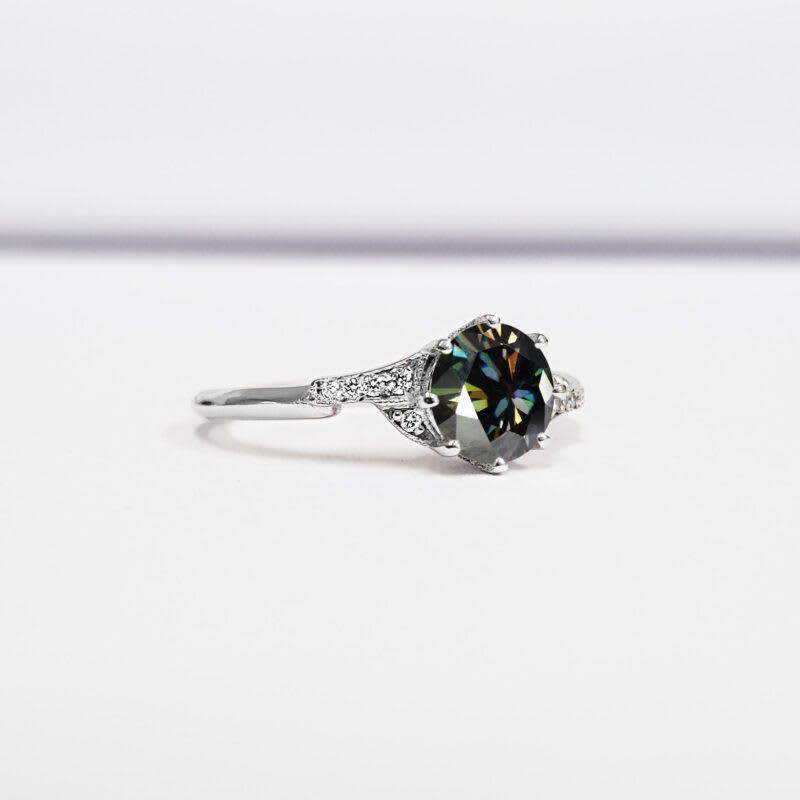 Moonlight moissanite and diamond engagement ring  — 2