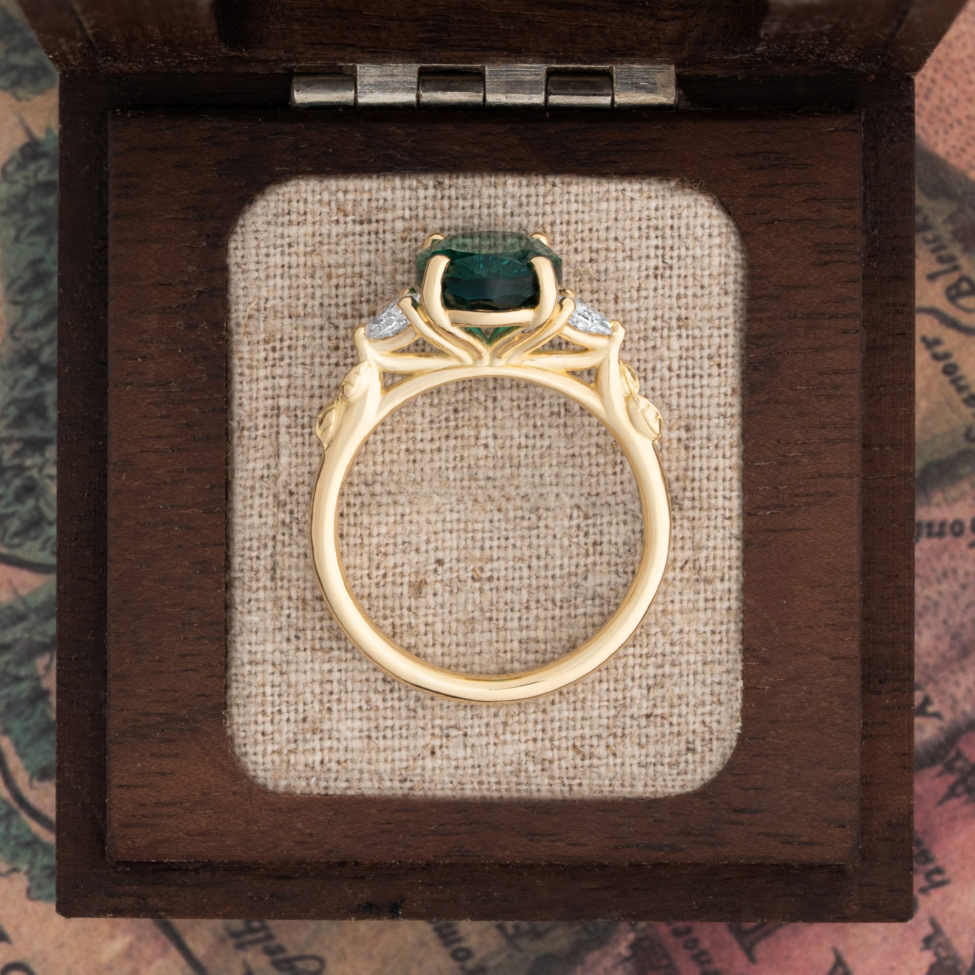 'Canopy' Fantasy cut emerald and diamond ring — 3