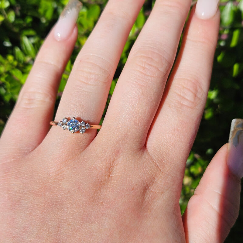 Moissanite and diamond cluster engagement ring — 2