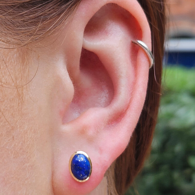 Oval lapis lazuli earrings — 2