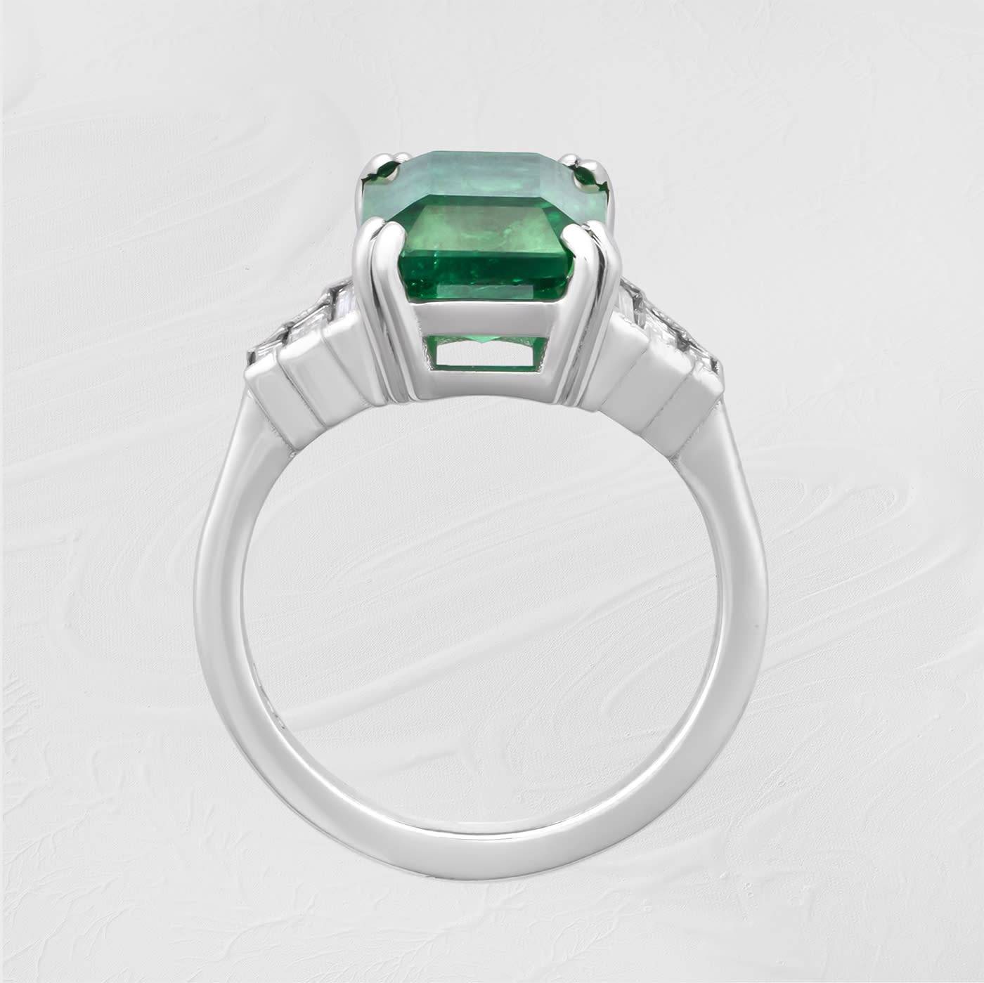 Emerald and diamond art deco inspired ring — 4