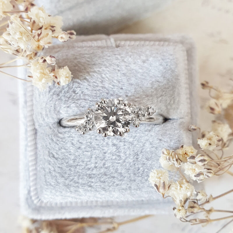 Lab grown diamond engagement ring handmade in platinum