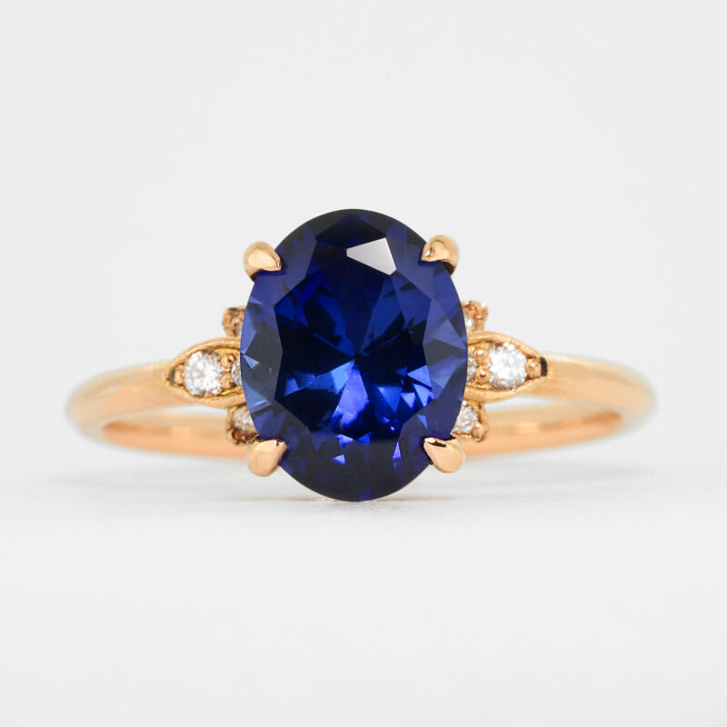Oval sapphire and diamond engagement ring — 1