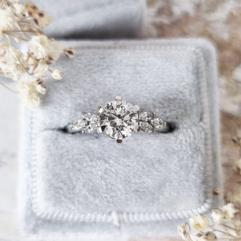 Floral inspired lab grown diamond engagement ring — 1