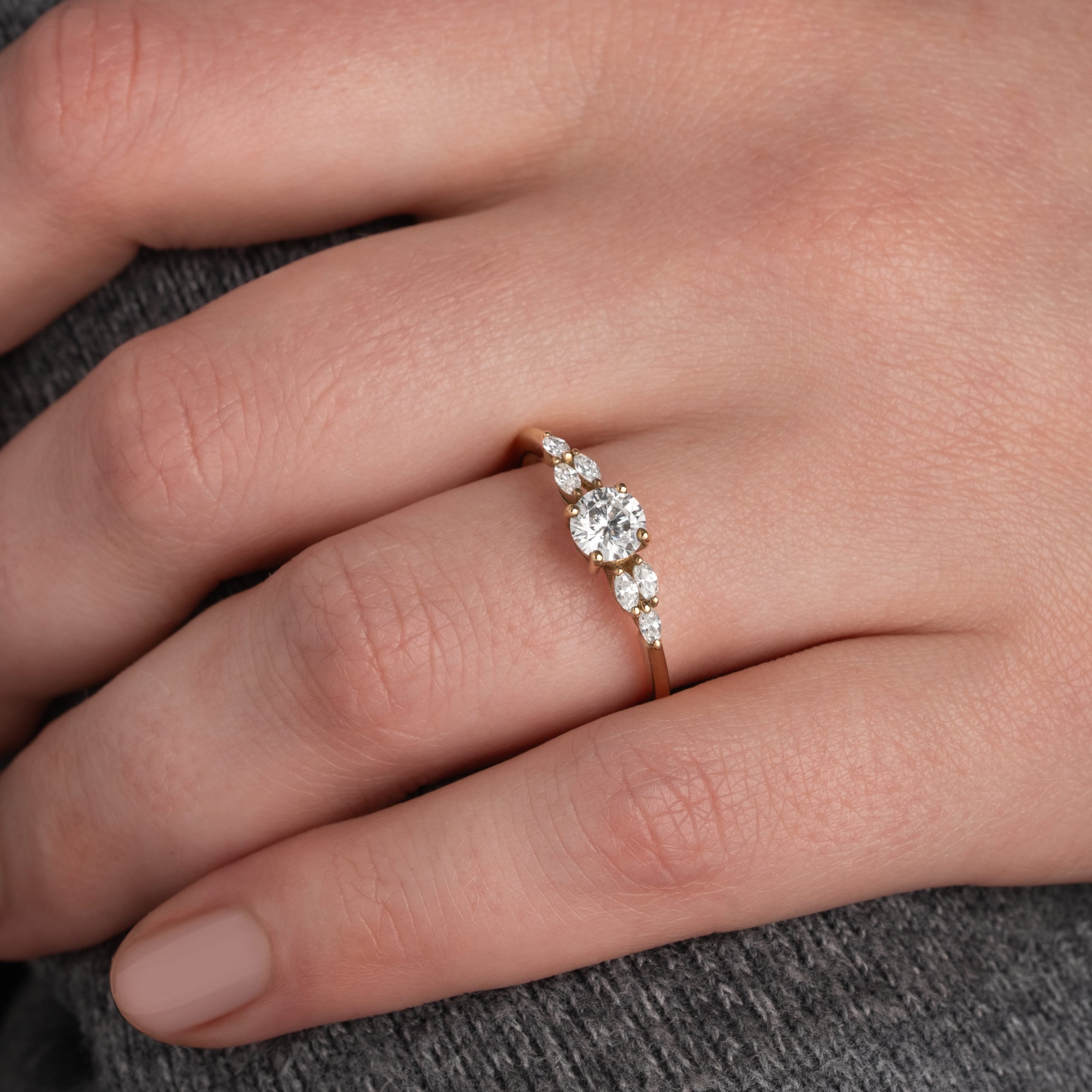 Moissanite and marquise Diamond engagement ring  — 4