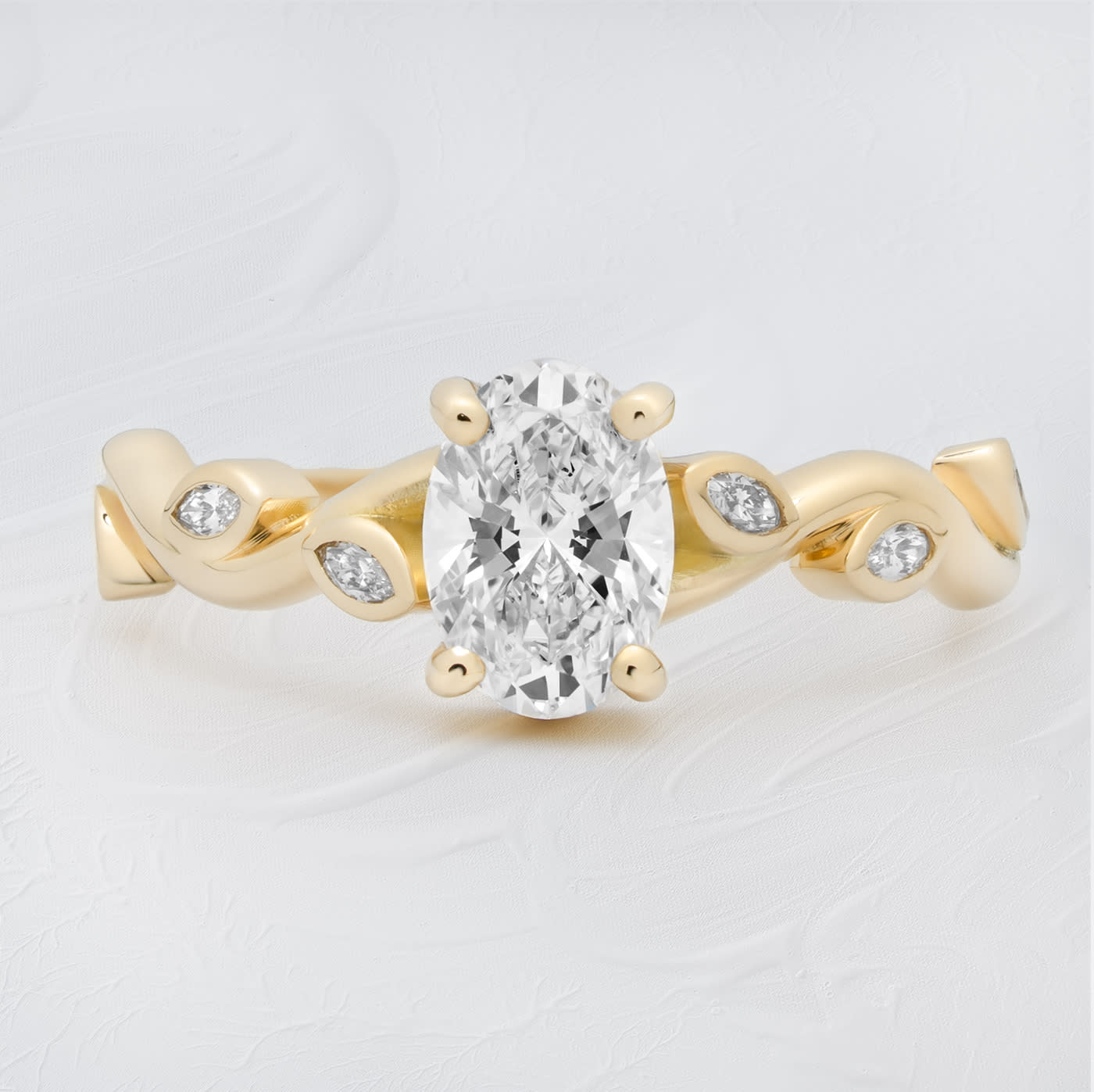 Oval lab grown diamond floral ring — 1