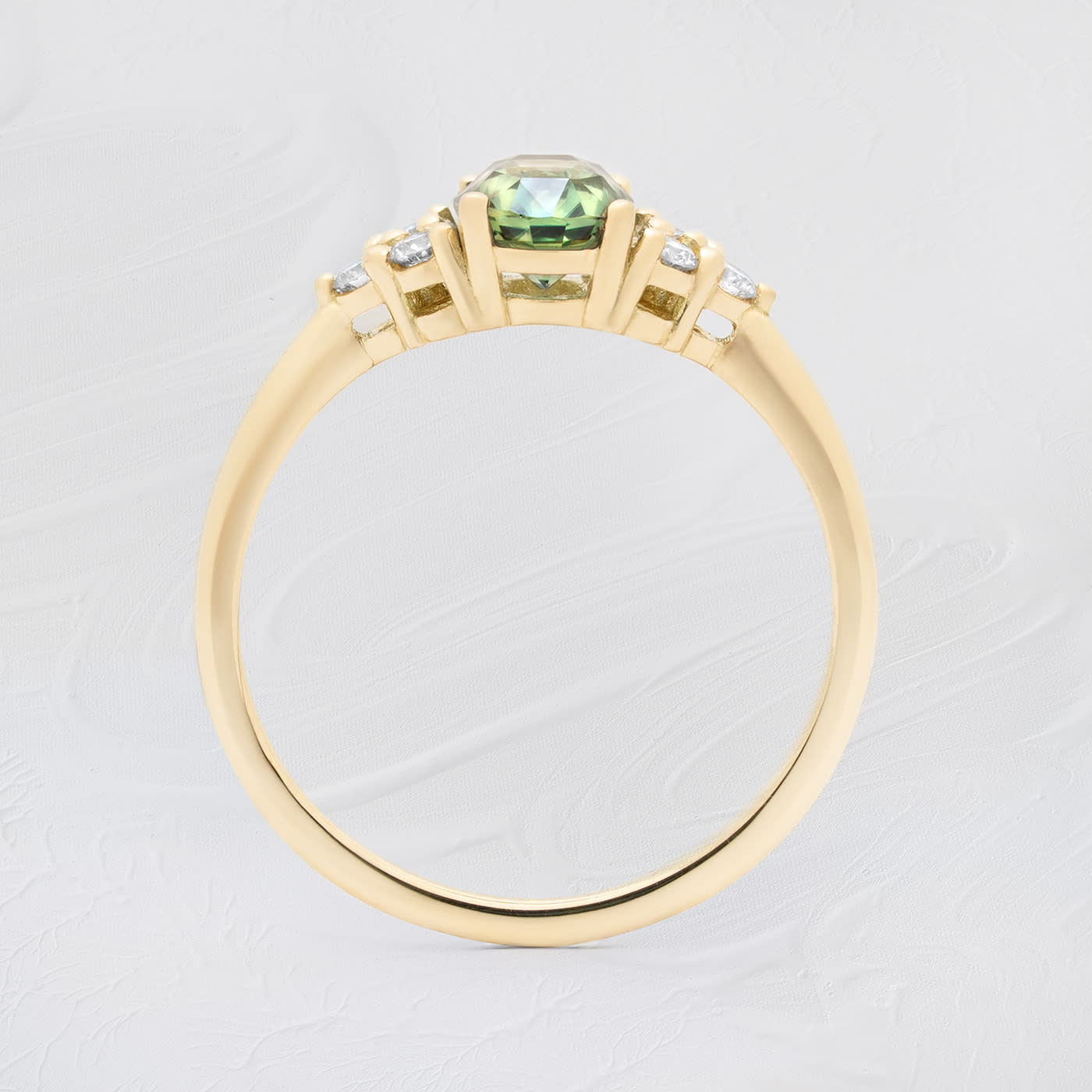 Teal sapphire and diamond ring — 3