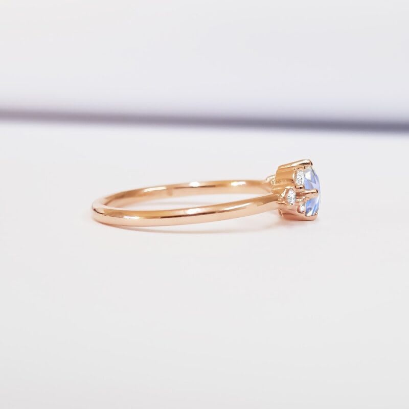 Moonstone and diamond cluster engagement ring — 3