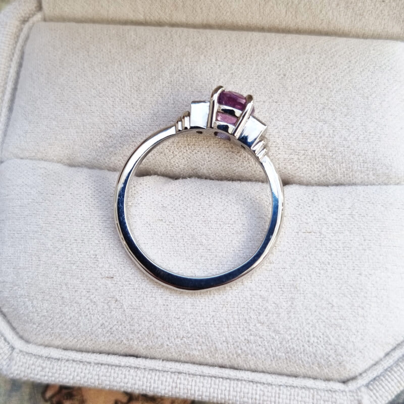 Cushion pink and purple sapphire and diamond art deco inspired ring — 5