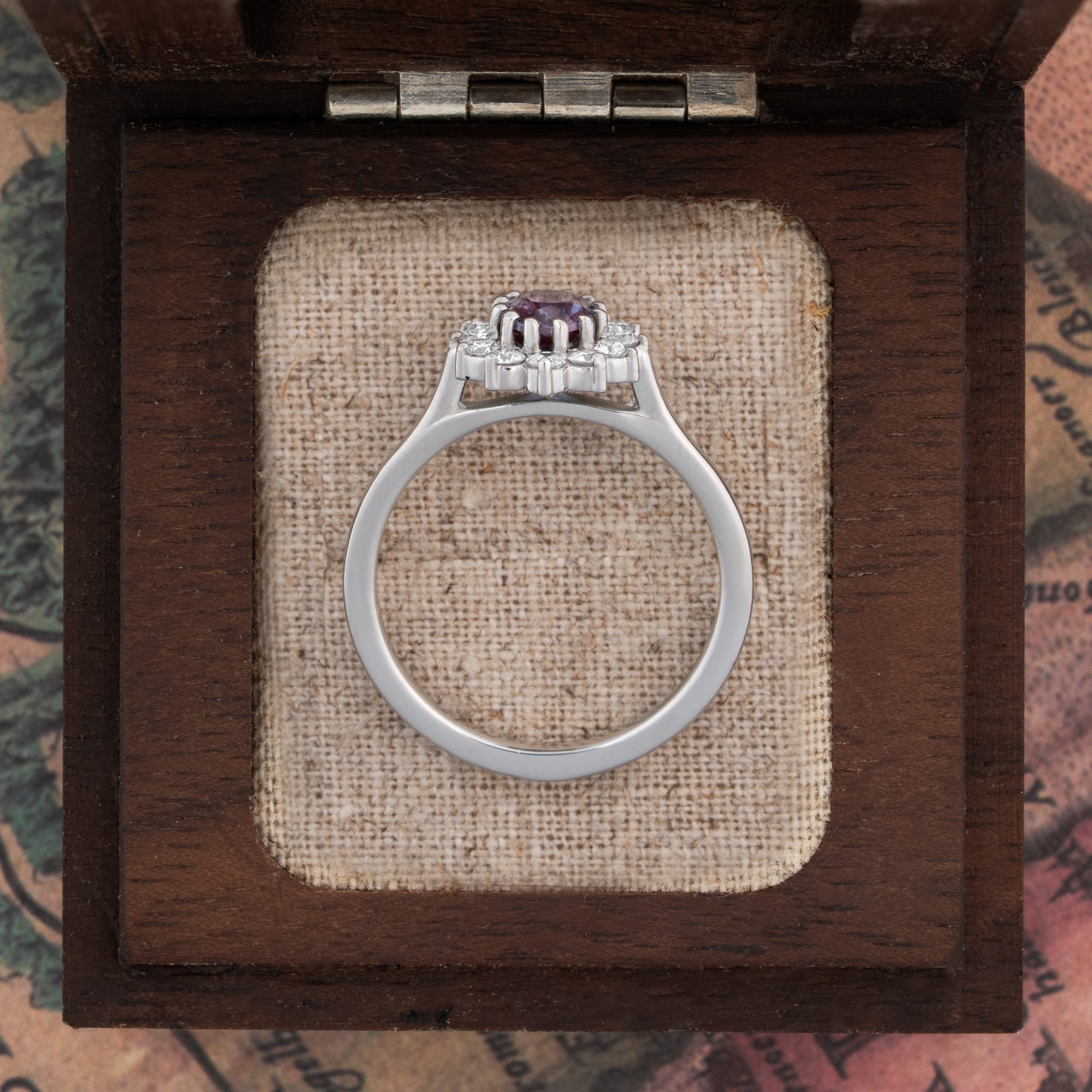 Oval alexandrite and lab diamond cluster ring — 4
