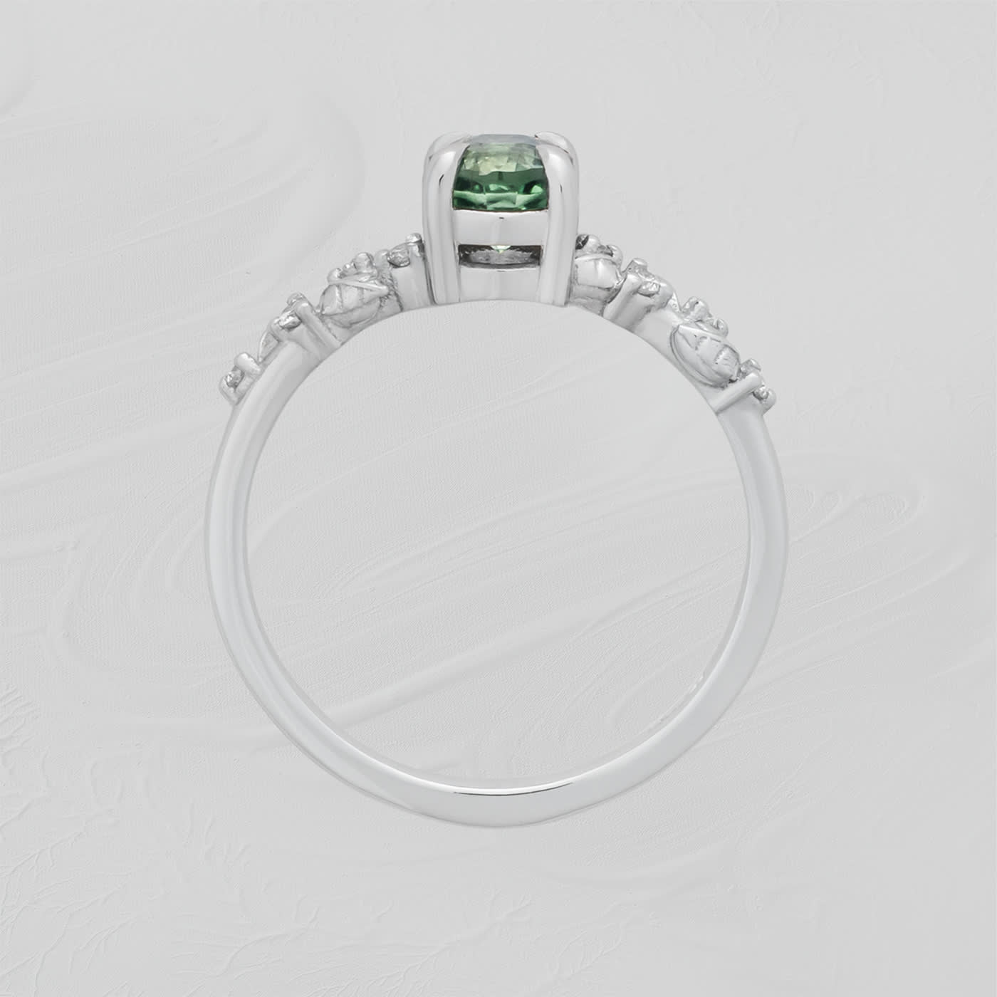Green sapphire and diamond nature inspired ring — 3