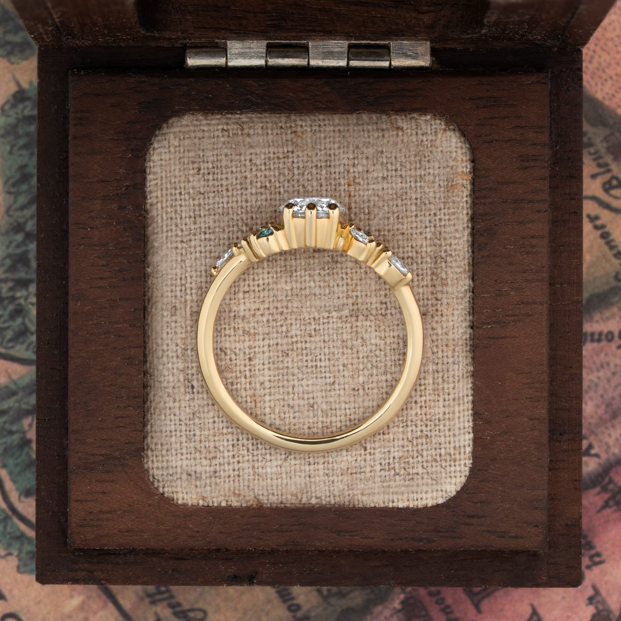 Round lab grown diamond floral inspired ring in 18ct yellow gold — 4