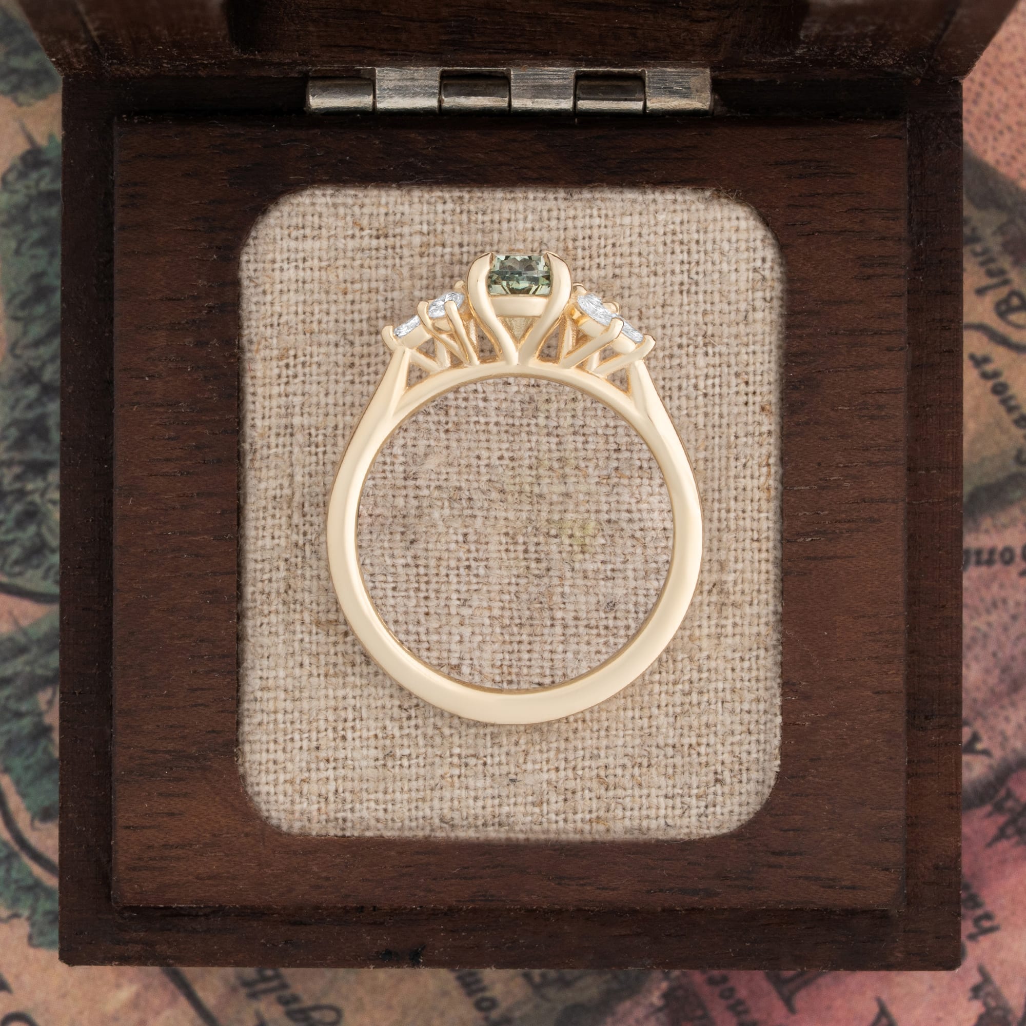 'Dawnflower' Green lab grown diamond ring — 2