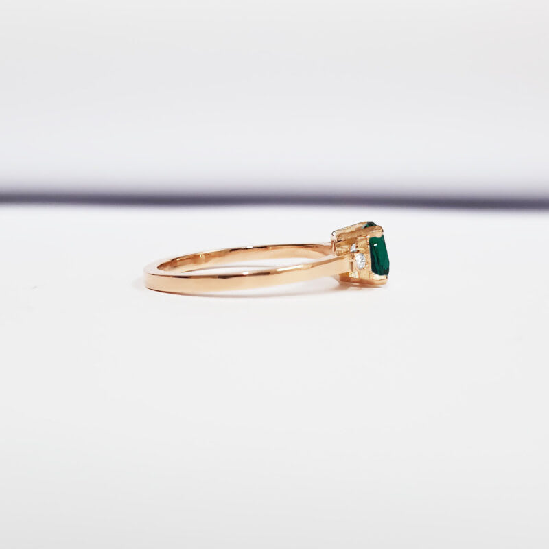 'Adelaide' Emerald and diamond engagement ring - alternate view