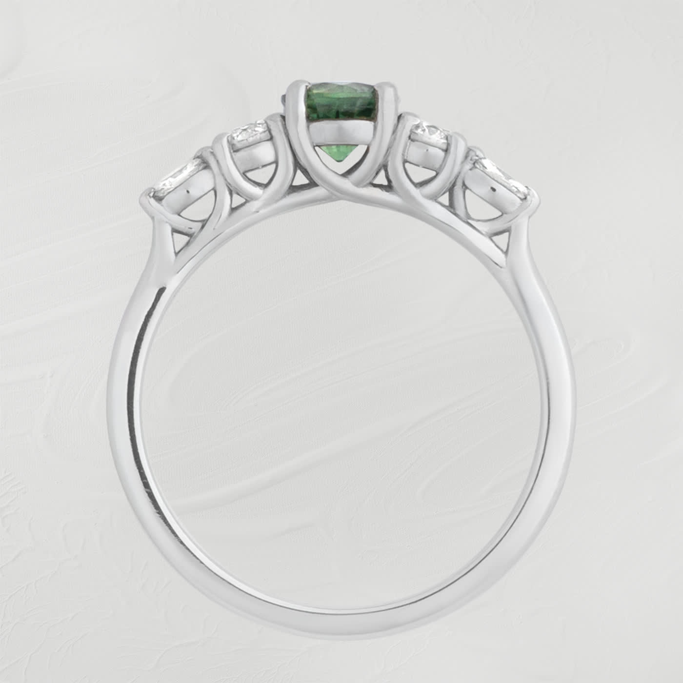 Green sapphire and diamond trellis ring  — 3