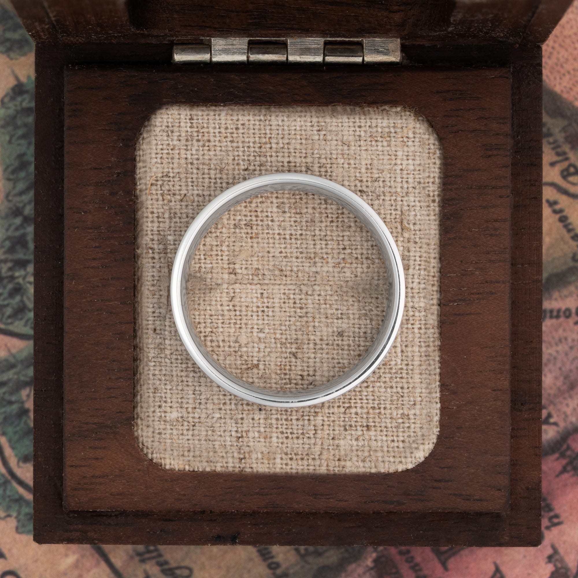Beveled edge tramline wedding band  - alternate view