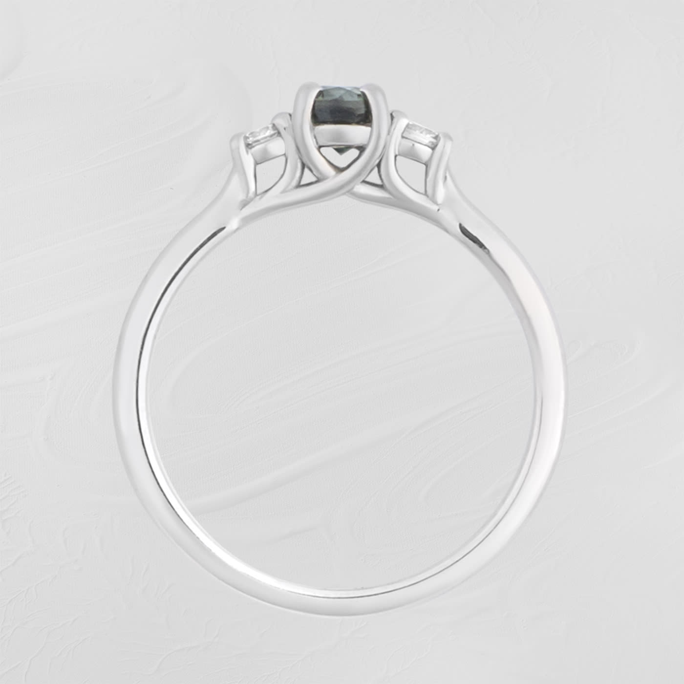 Teal sapphire and diamond ring — 2