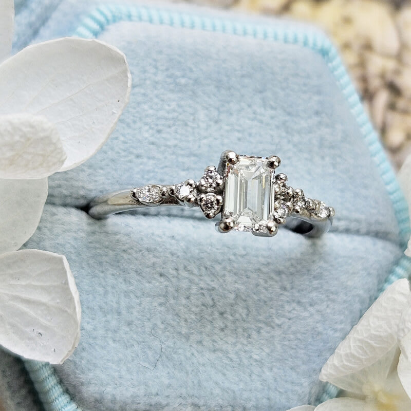 Lab grown diamond floral engagement ring handmade in platinum — 3