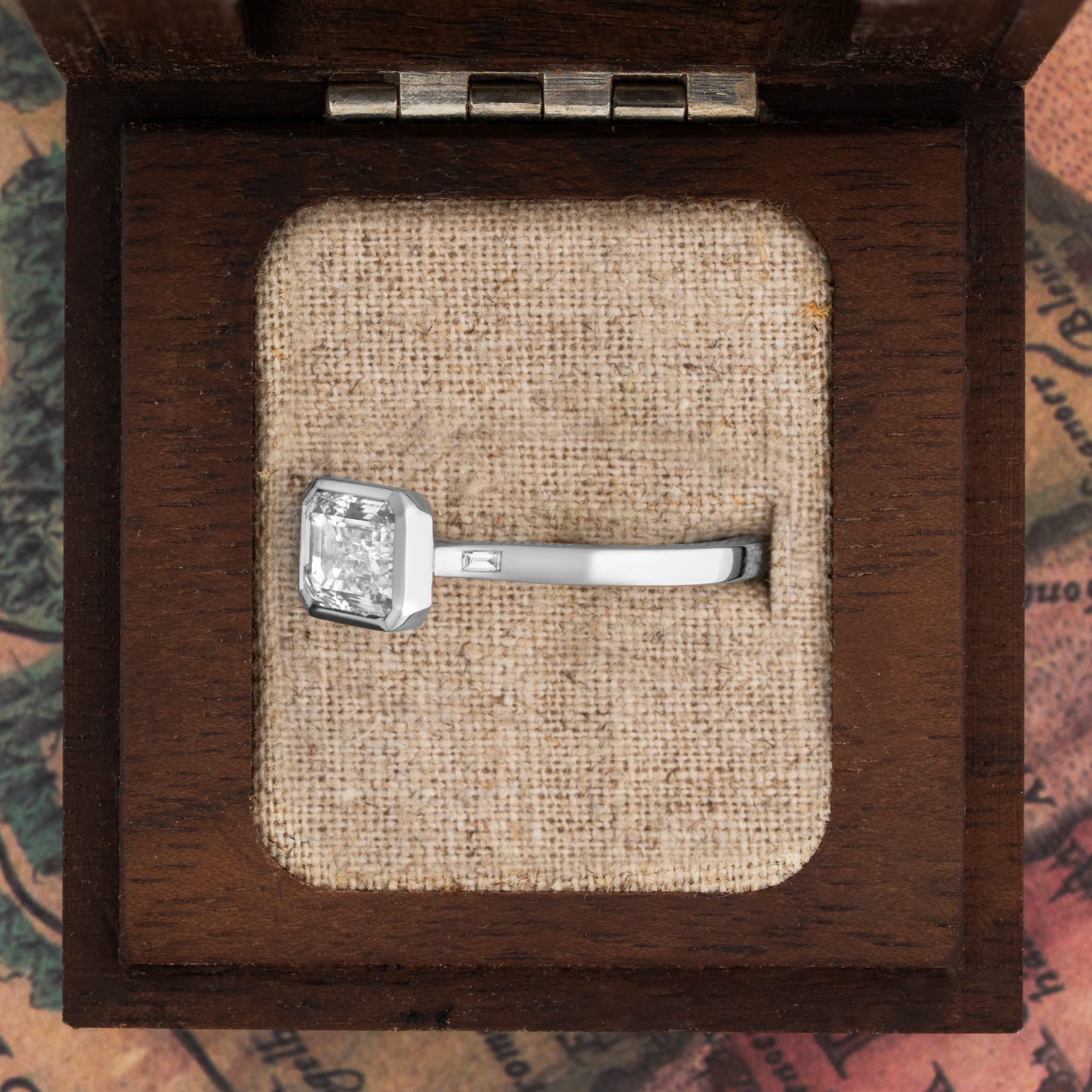 'The Journey' Emerald cut lab diamond bezel ring  — 5