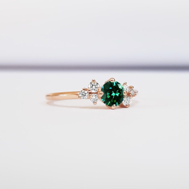 Teal moissanite and diamond cluster ring  — 2