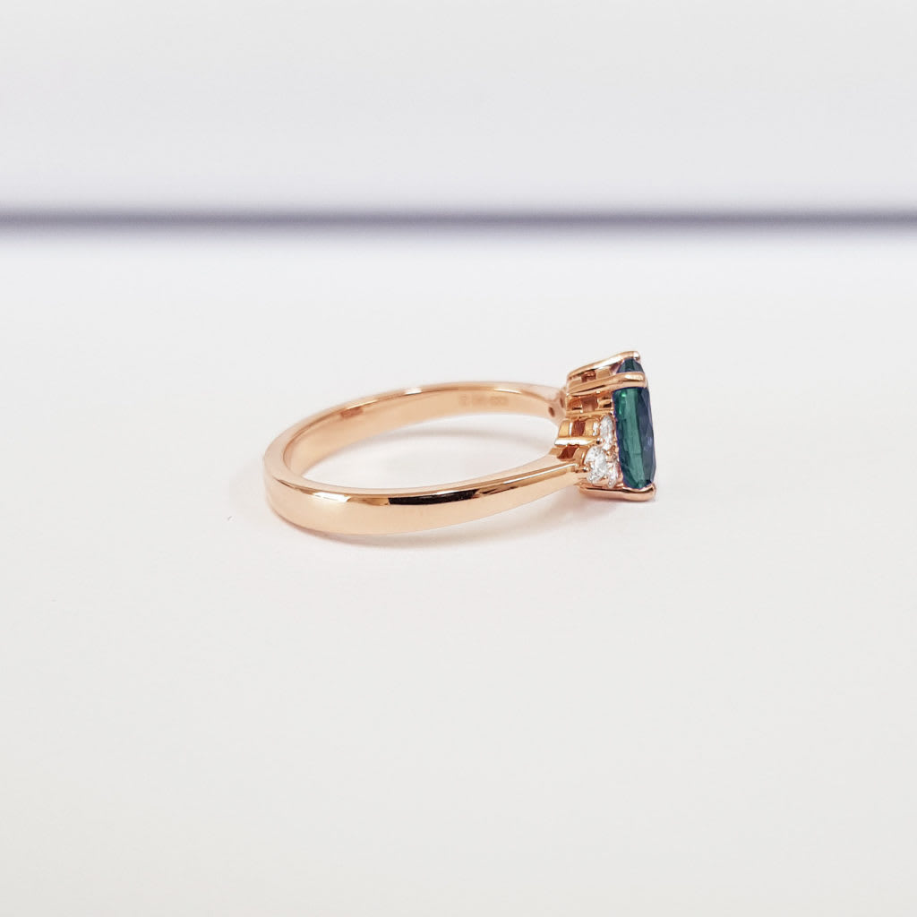 Alexandrite and diamond engagement ring  — 3