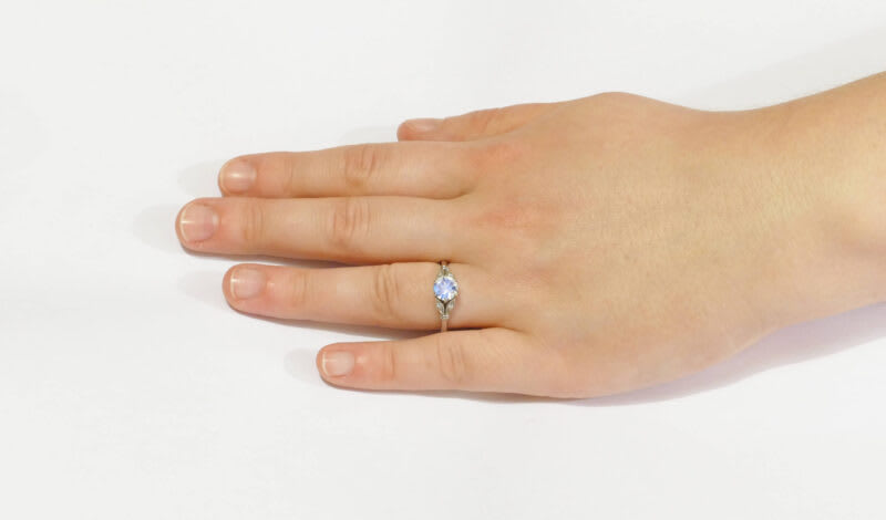 Moonstone and diamond floral ring  - alternate view