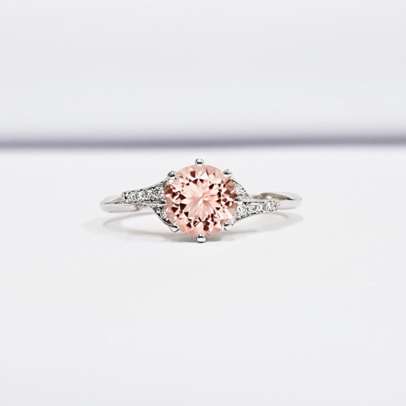 Lab grown Champagne sapphire and diamond engagement ring — 1