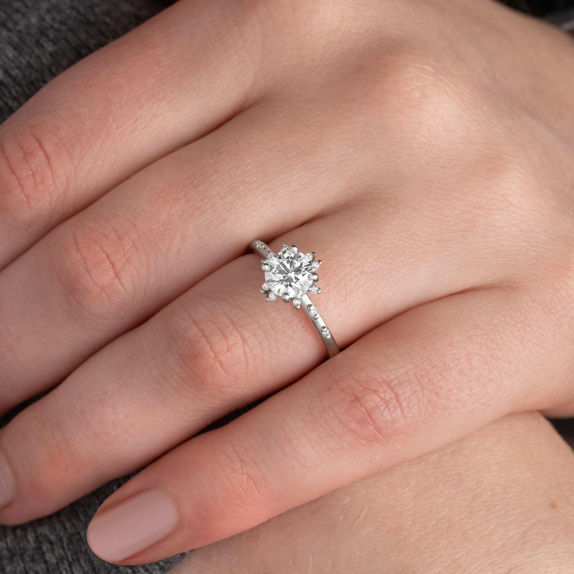 Round lab grown diamond ring in platinum — 2