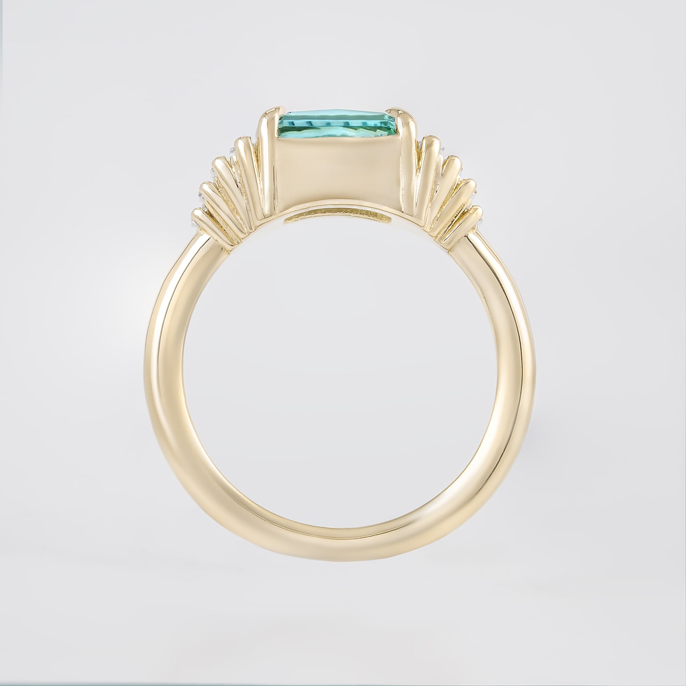 'Bamboo' Electric blue tourmaline and diamond ring — 3